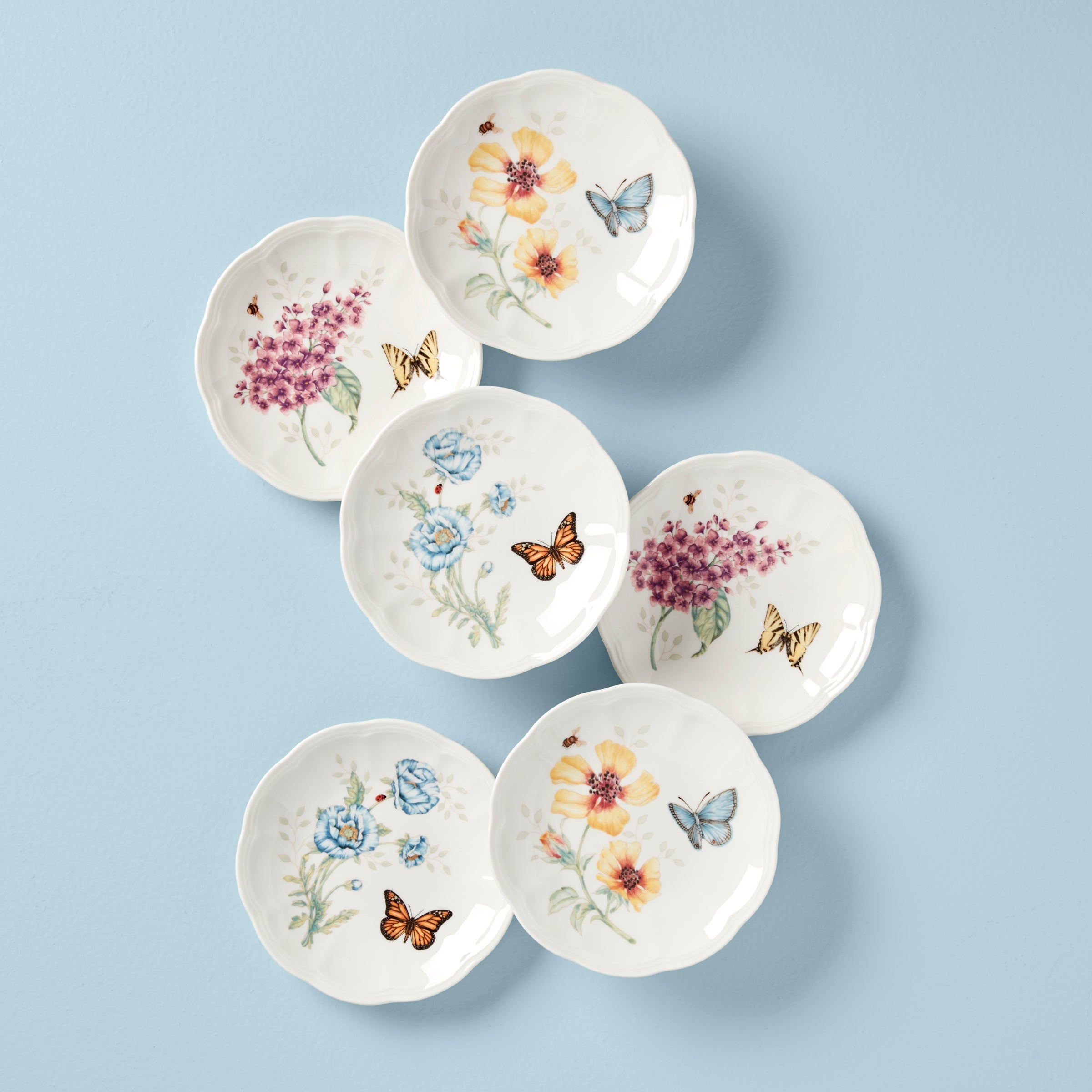 Green Floral Accent Decorative Plates, Set of 4