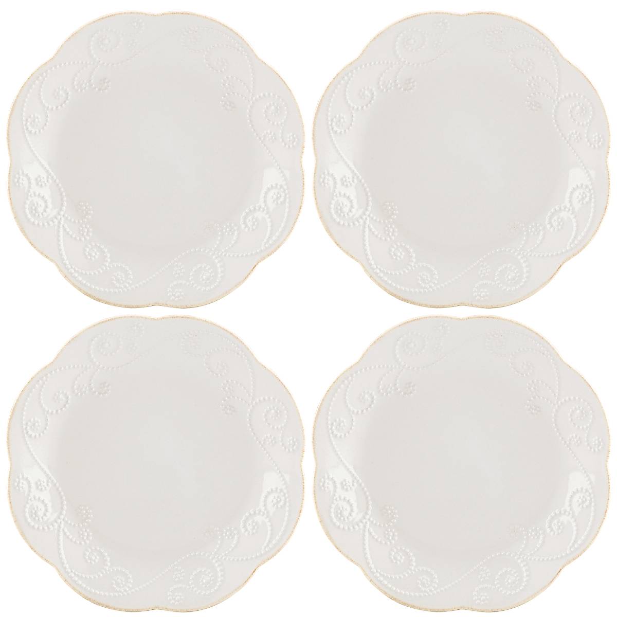 White Beaded Assorted Dessert Decorative Plates, Set of 4 - Image 2