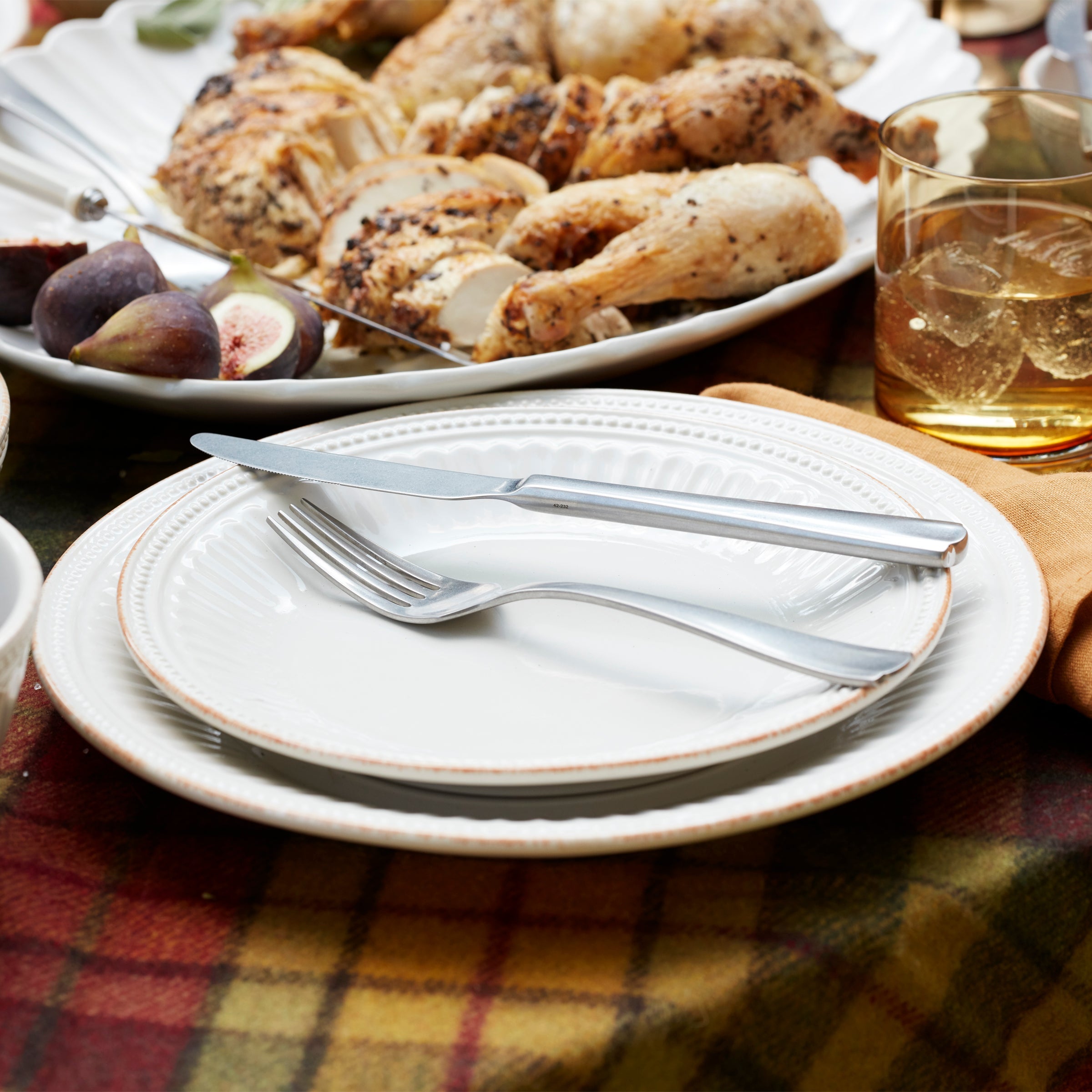 White Beaded Groove Dinnerware Set, 12-Piece - Image 8