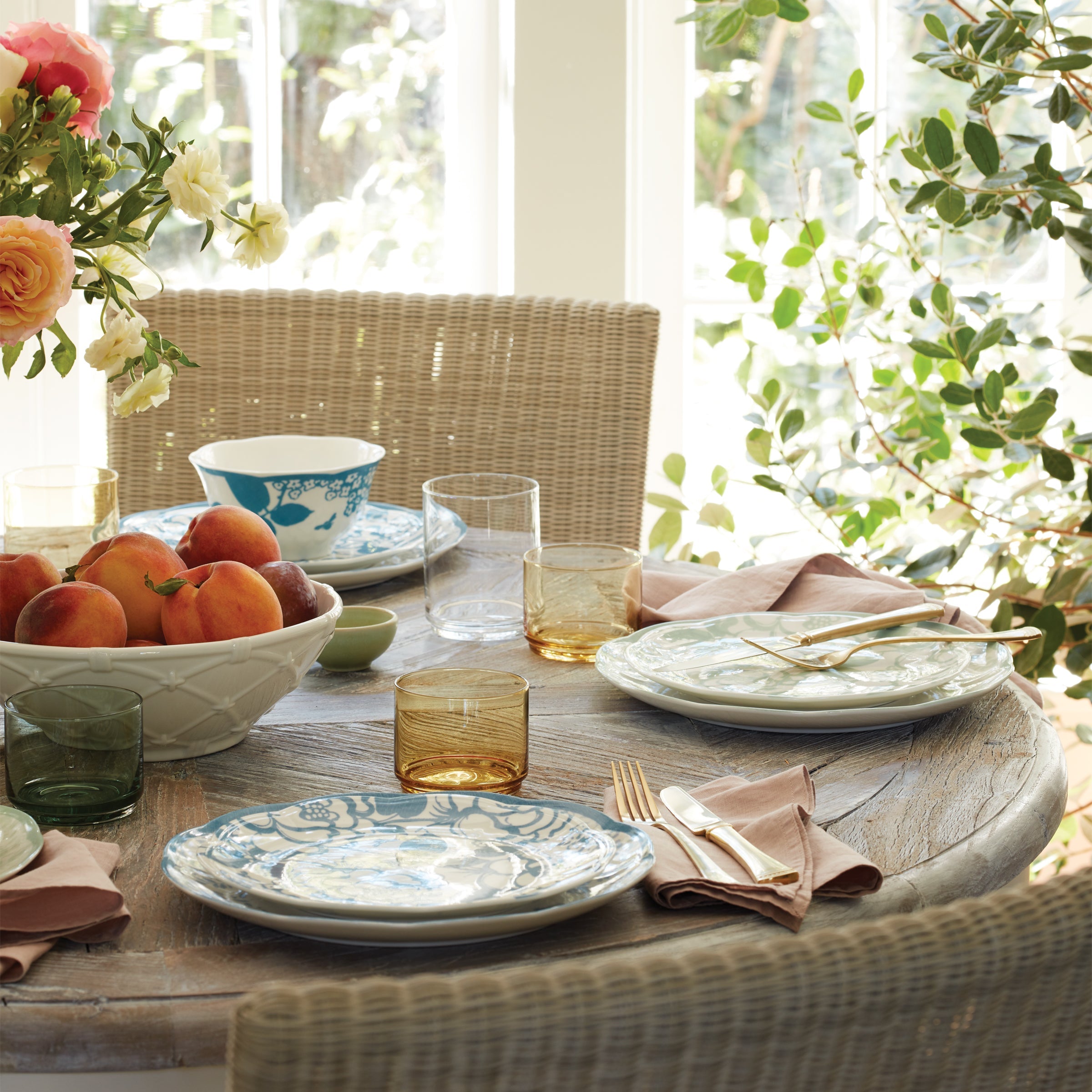 Sage Green Floral Scalloped Dinnerware Set, 12-Piece - Image 9