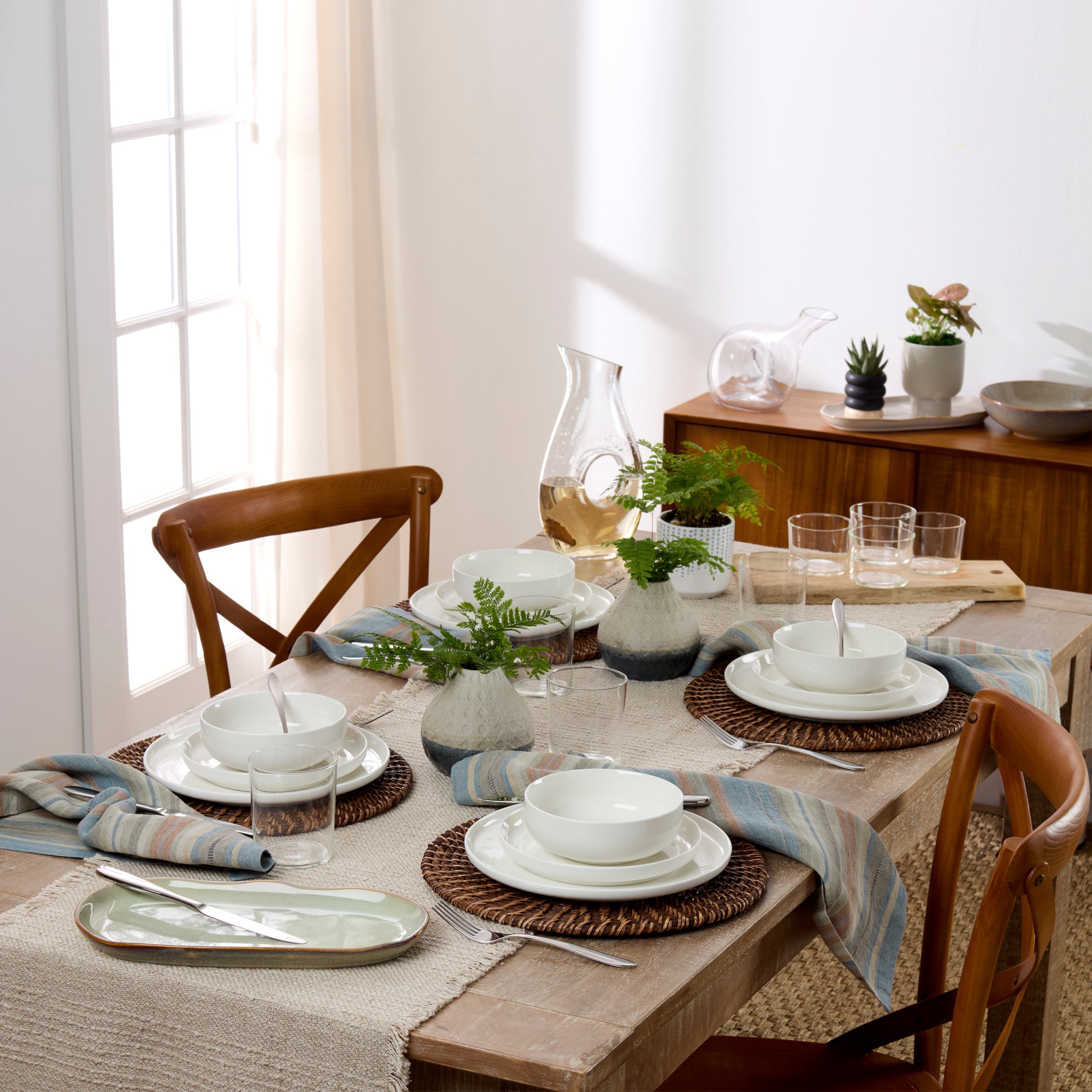 Classic White Porcelain Dinnerware Set, 24-Piece - Image 4