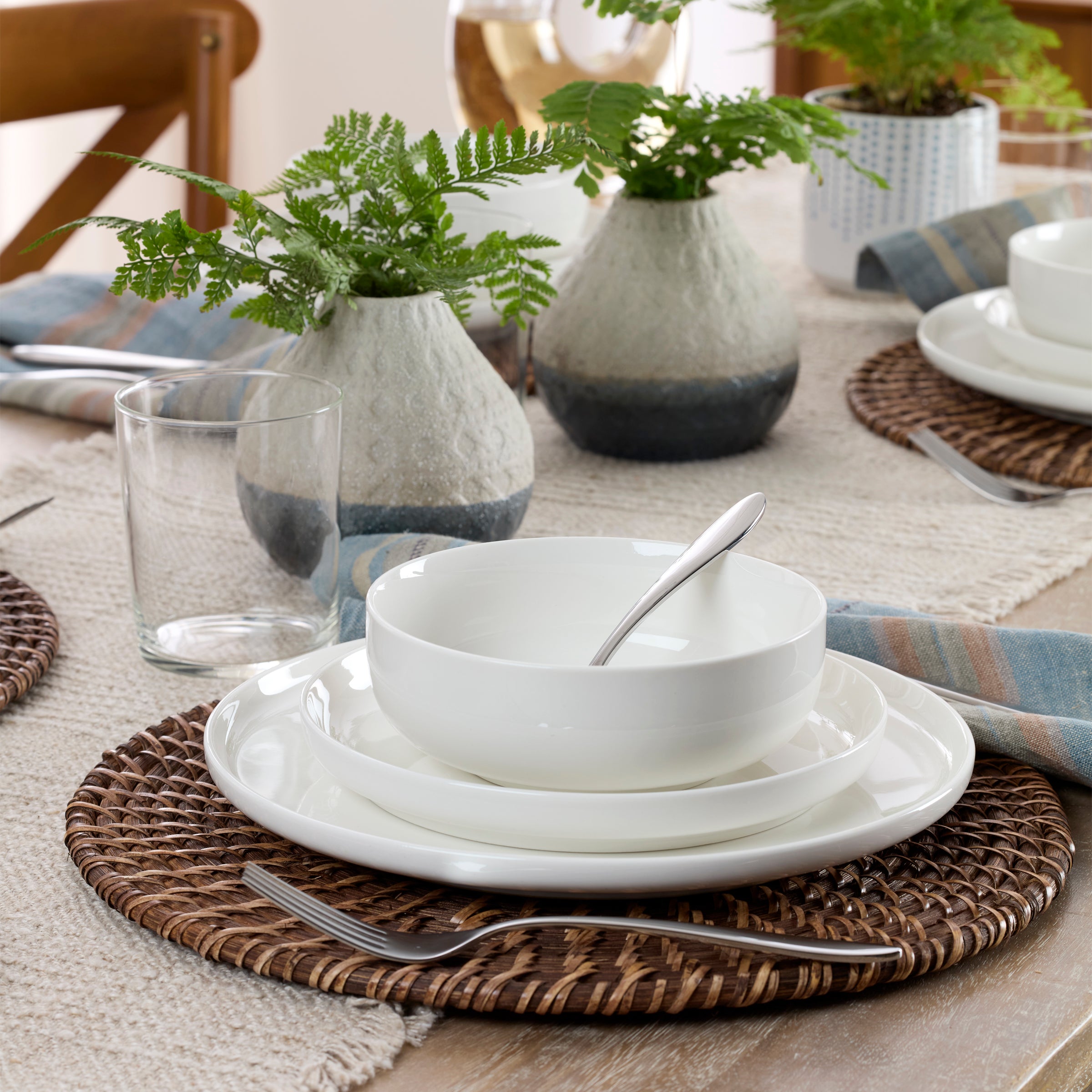 Classic White Porcelain Dinnerware Set, 24-Piece - Image 5