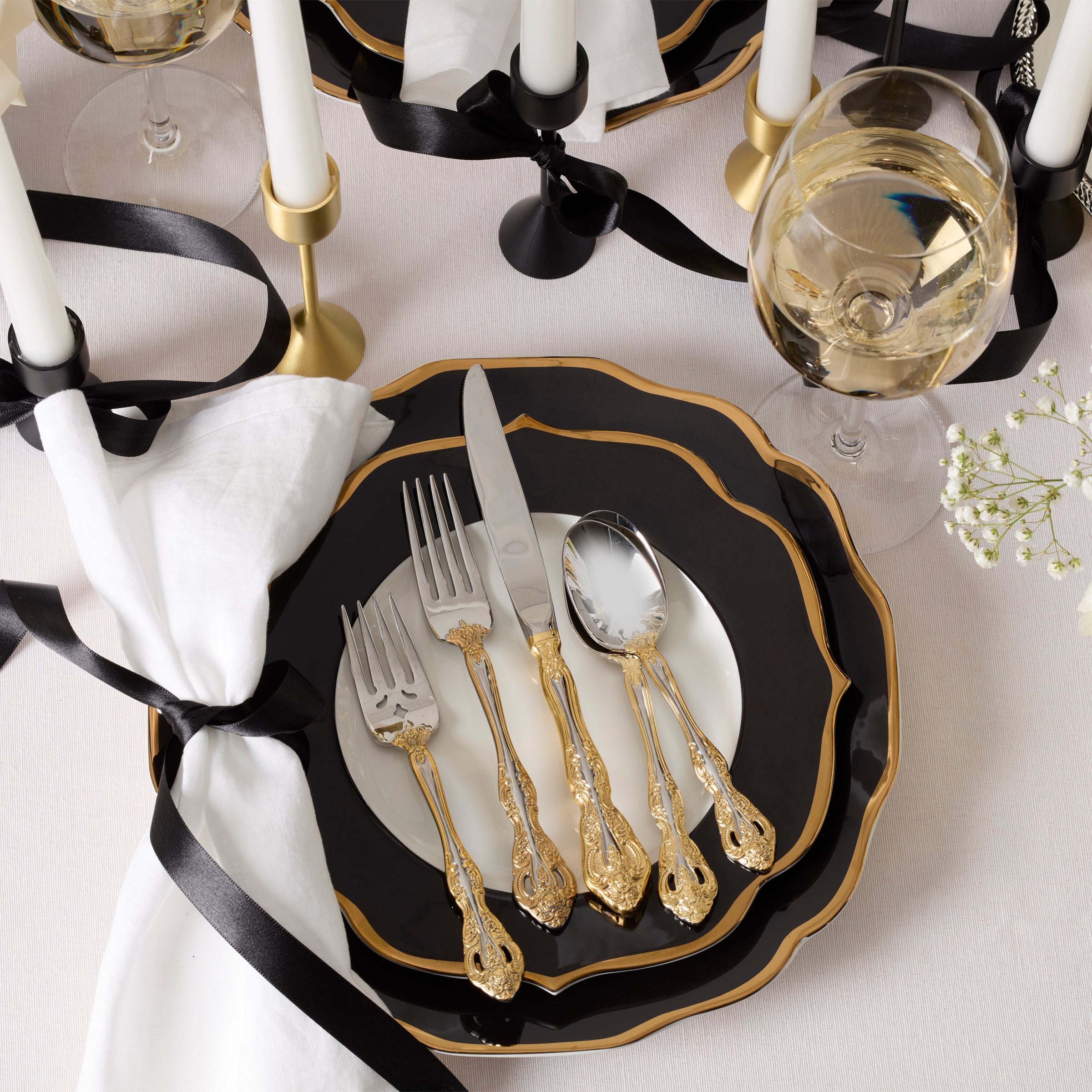 Watercolor Gold Coupe Salad Decorative Plates - Image 4