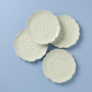 Blue Floral Accent Decorative Plates, Set of 4
