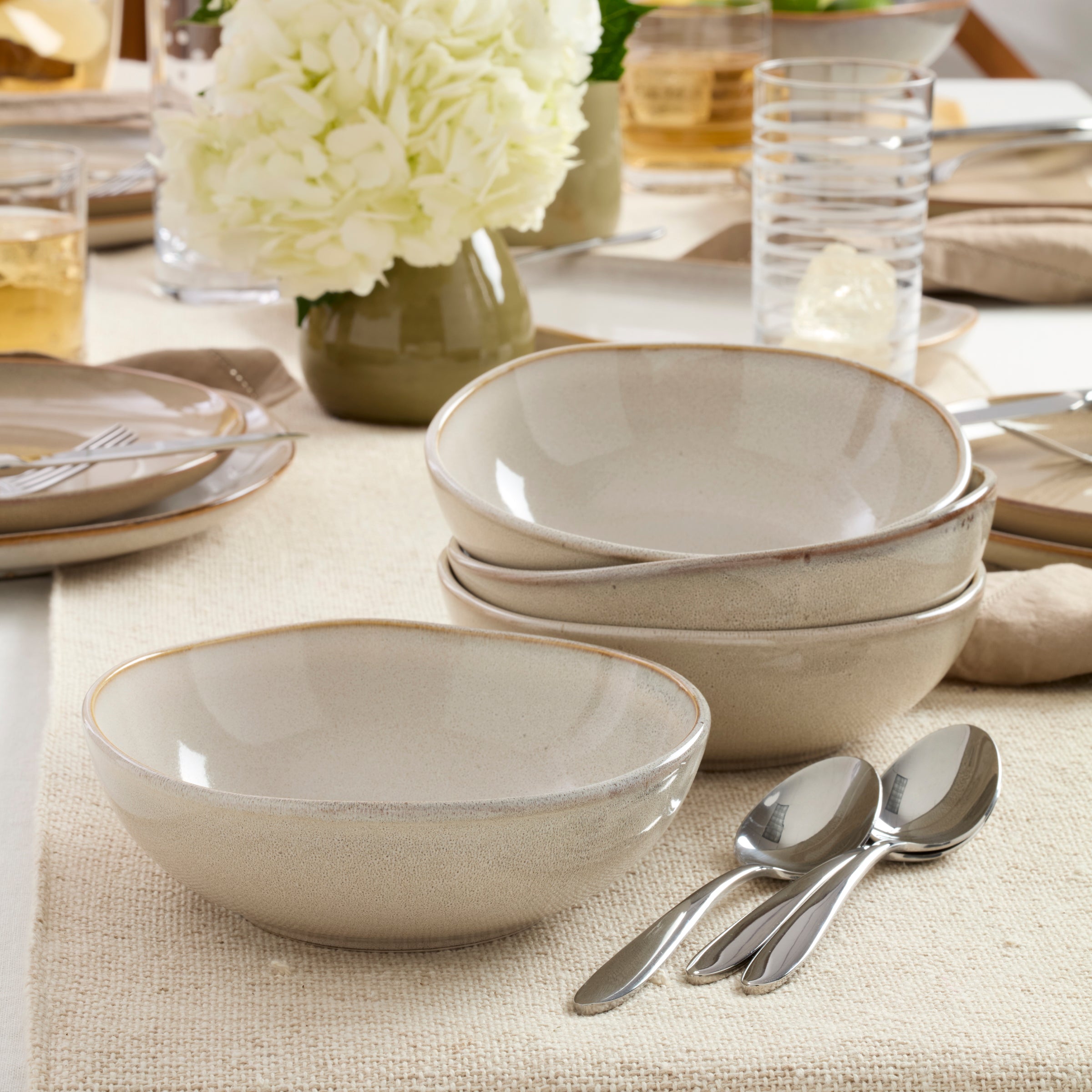 Oatmeal Glazed Stoneware Dinnerware Set, 18-Piece - Image 10