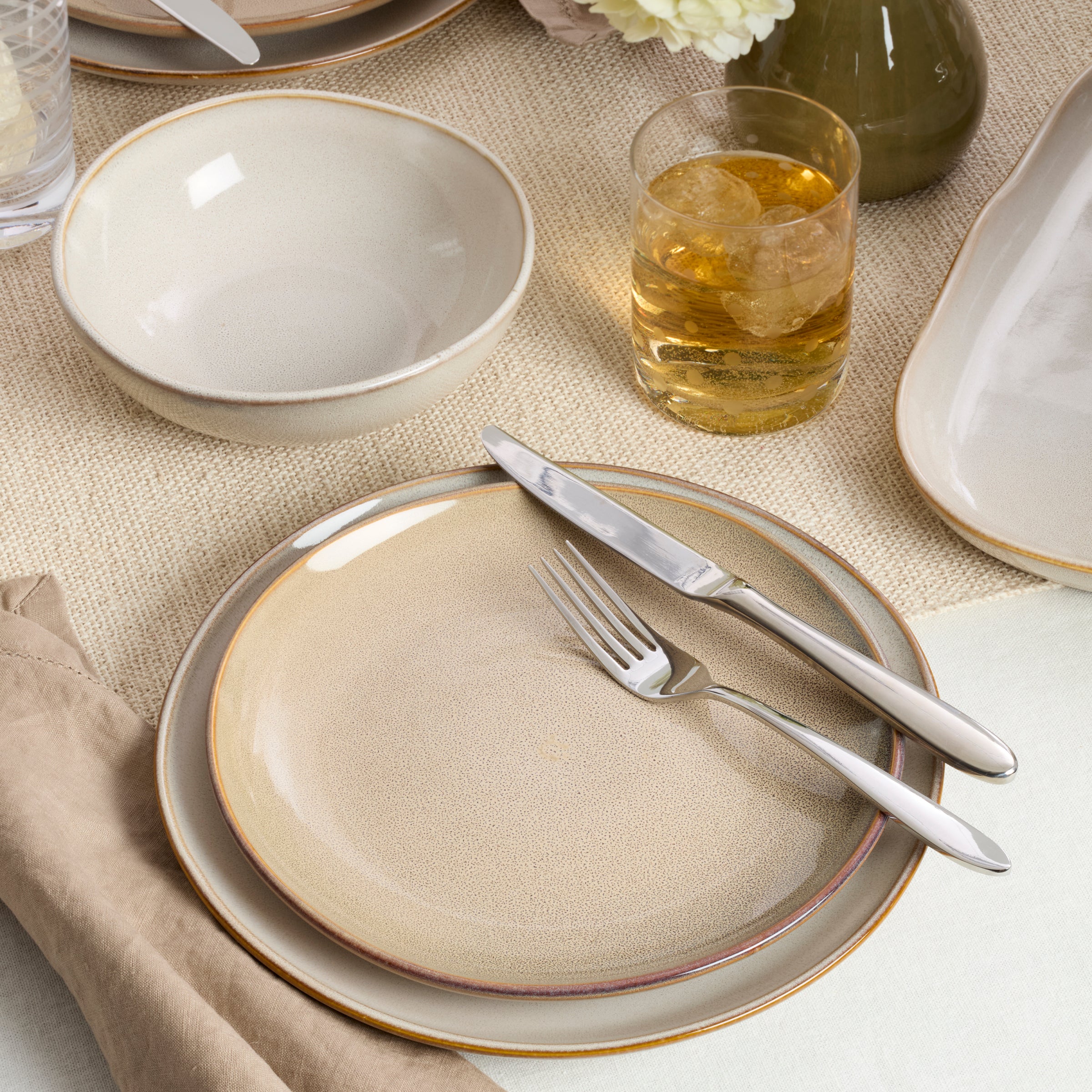 Oatmeal Glazed Stoneware Dinnerware Set, 18-Piece - Image 9