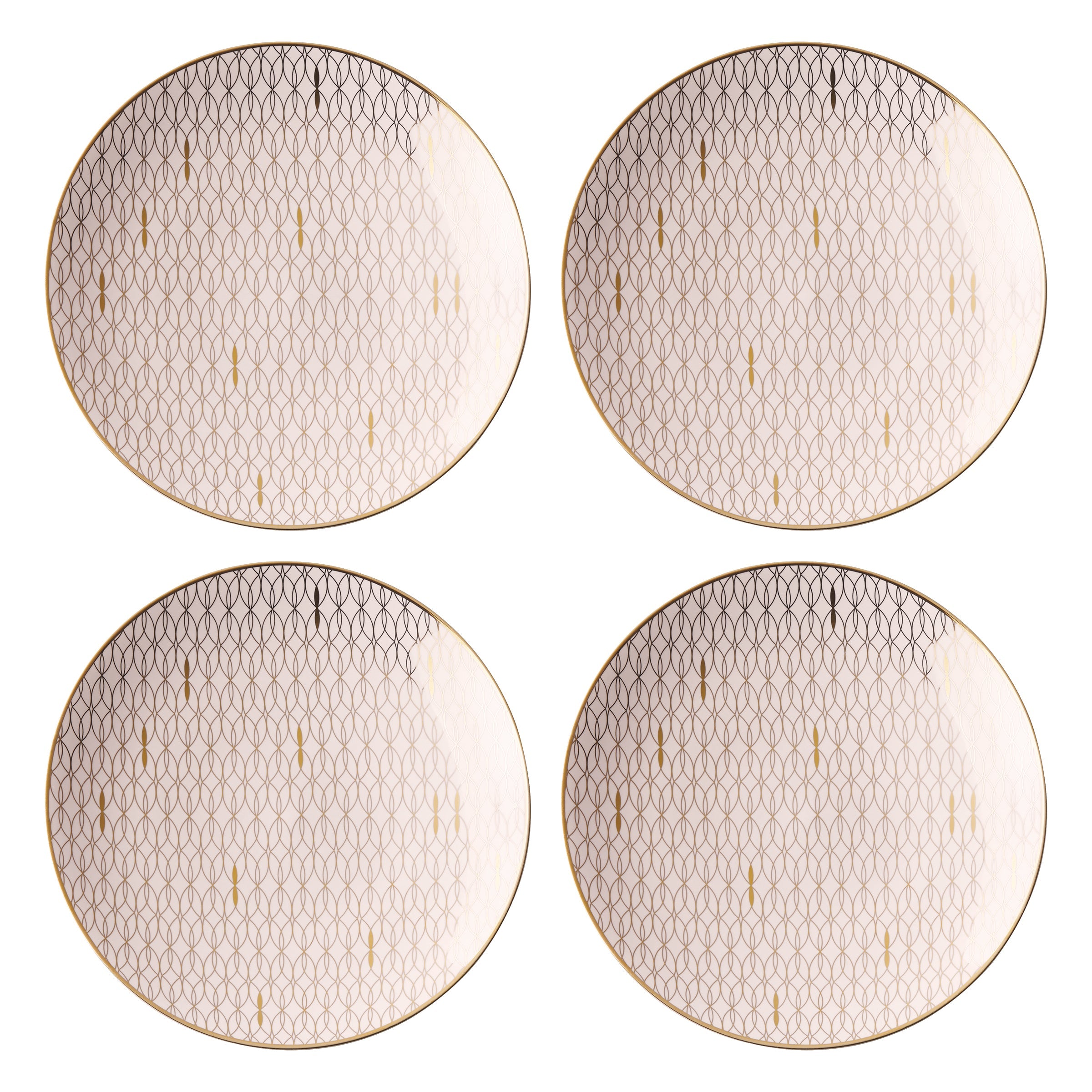 Palm Gold Rim Dessert Decorative Plates, Set of 4