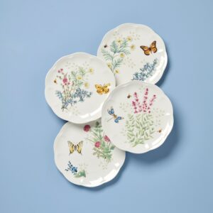 Pink Floral Accent Decorative Plates, Set of 4