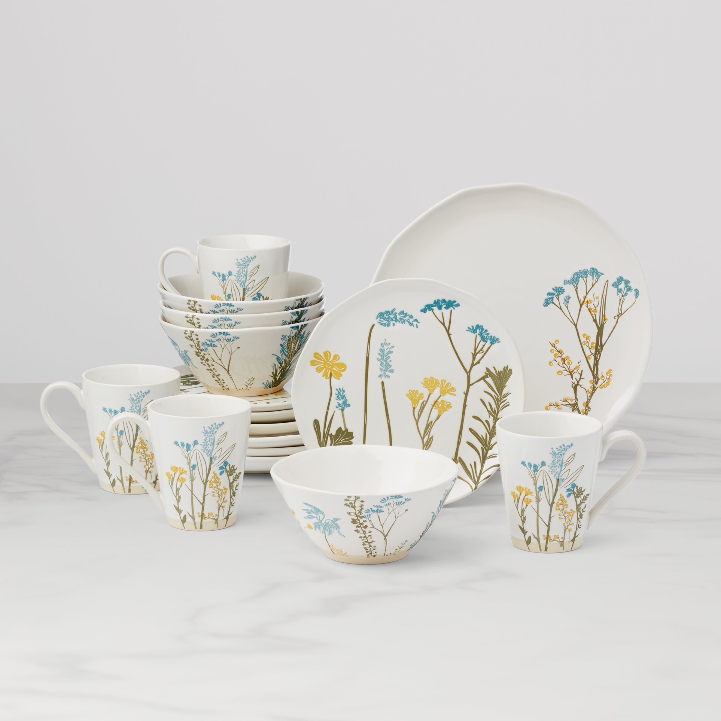 Floral Stoneware Dinnerware Set, 16-Piece