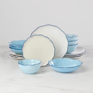 Blue Glazed Stoneware Dinnerware Set, 16-Piece
