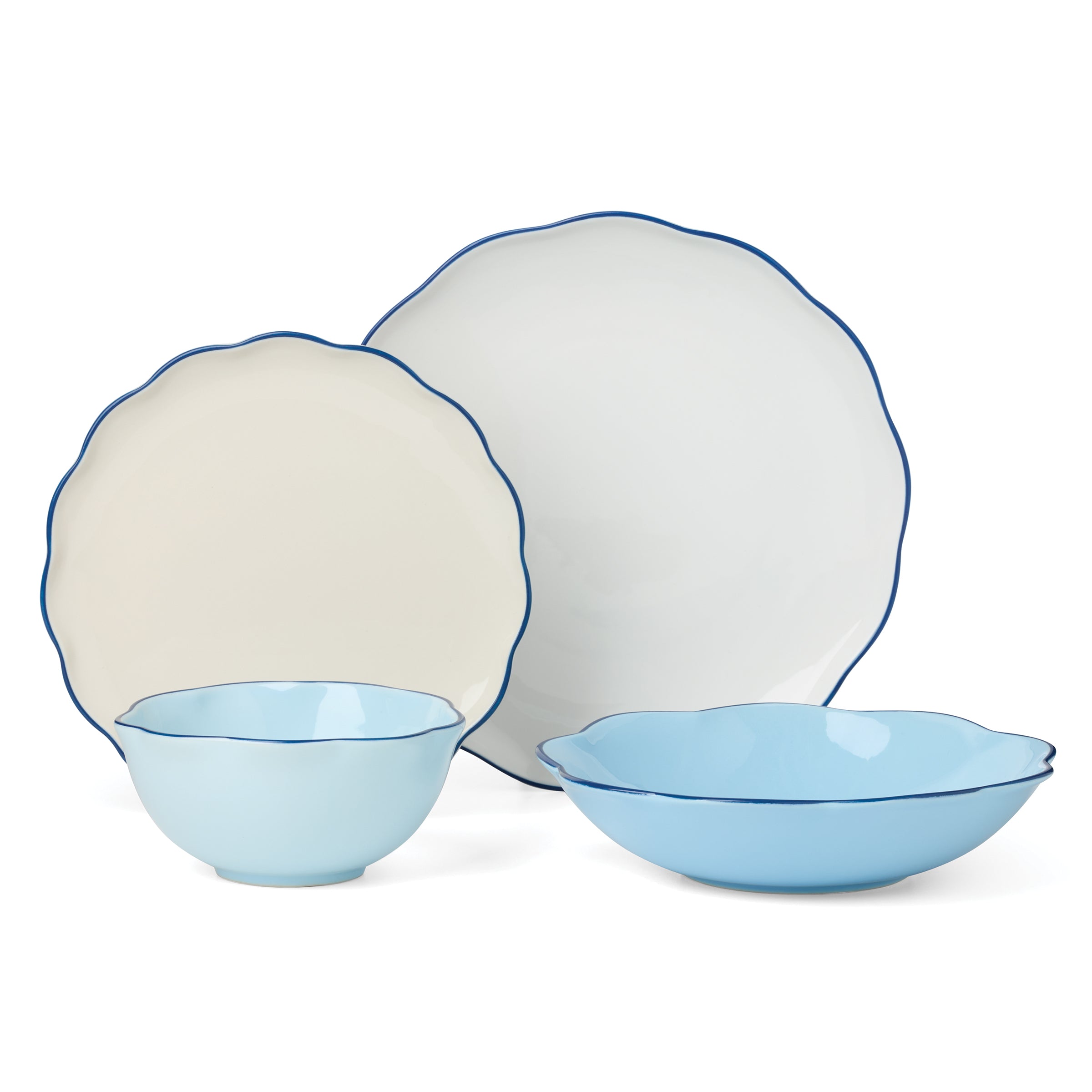 Blue Glazed Stoneware Dinnerware Set, 16-Piece - Image 5