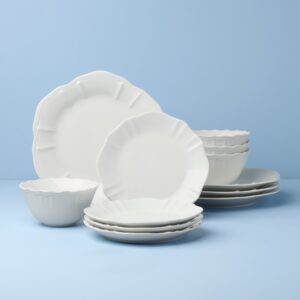 Glossy White Porcelain Dinnerware Set, 12-Piece