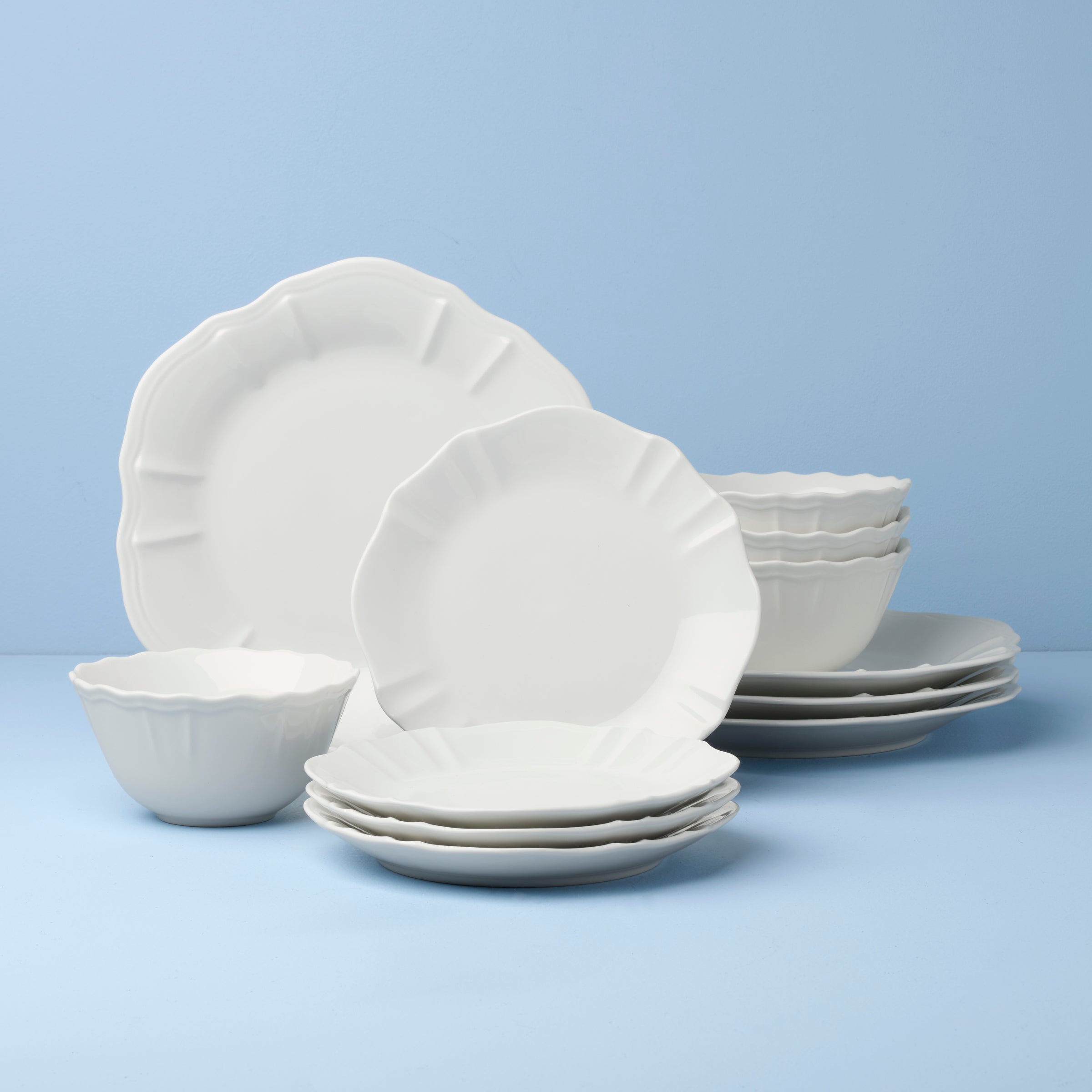 Glossy White Porcelain Dinnerware Set, 12-Piece