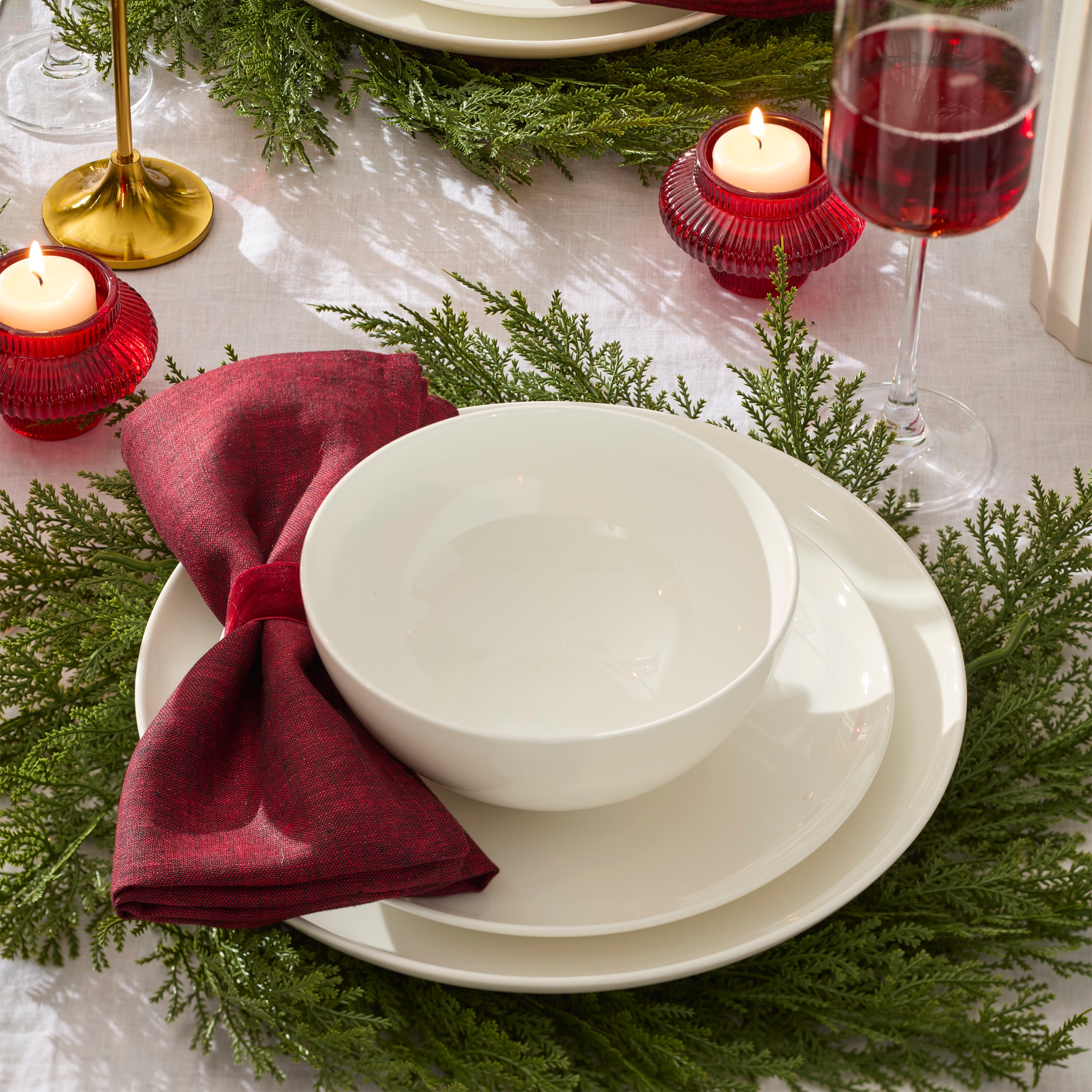 White Bone China Coupe Dinnerware Set, 12-Piece - Image 3