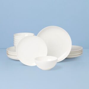 White Bone China Coupe Dinnerware Set, 18-Piece