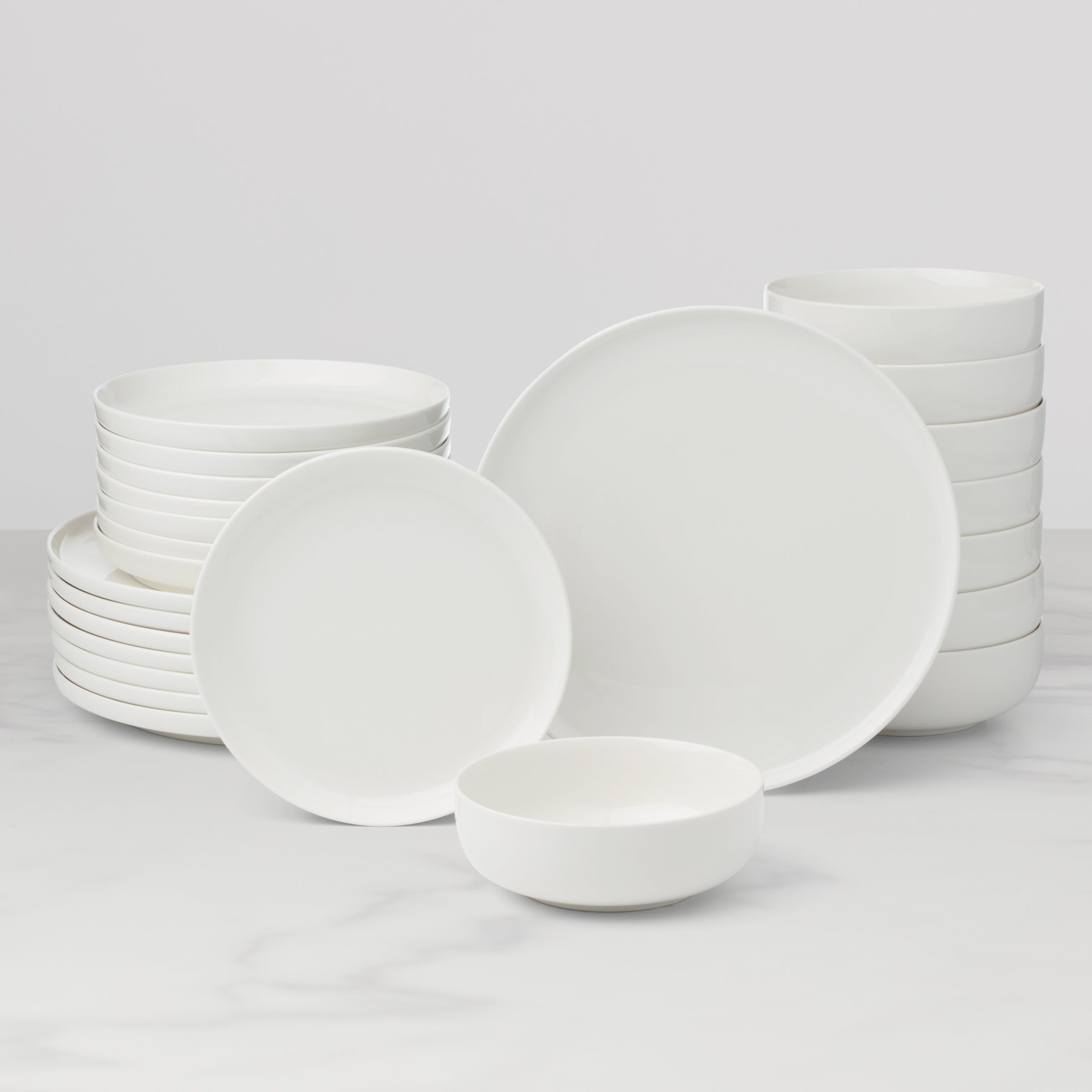 Classic White Porcelain Dinnerware Set, 24-Piece