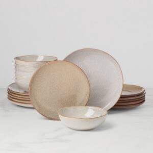 Oatmeal Glazed Stoneware Dinnerware Set, 18-Piece