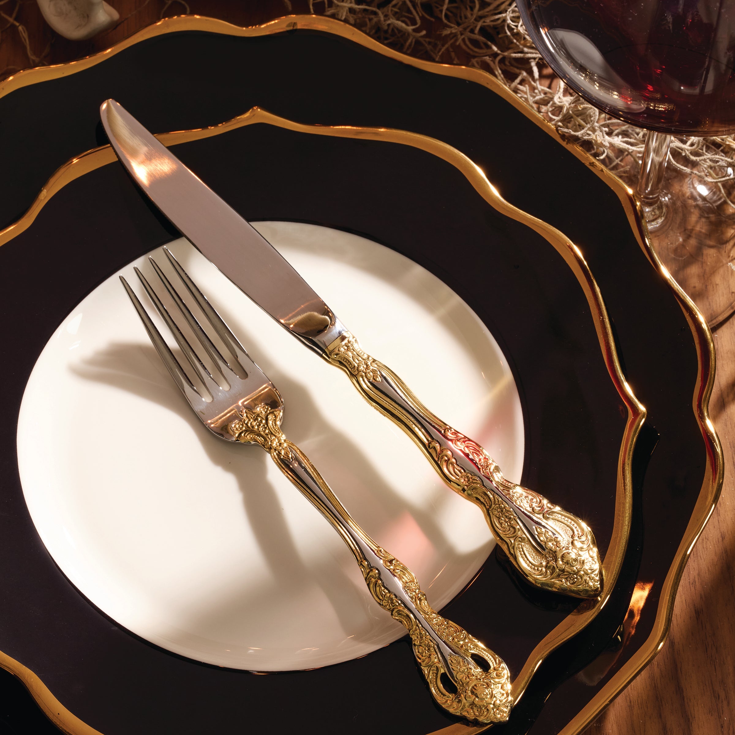 Watercolor Gold Coupe Salad Decorative Plates - Image 9