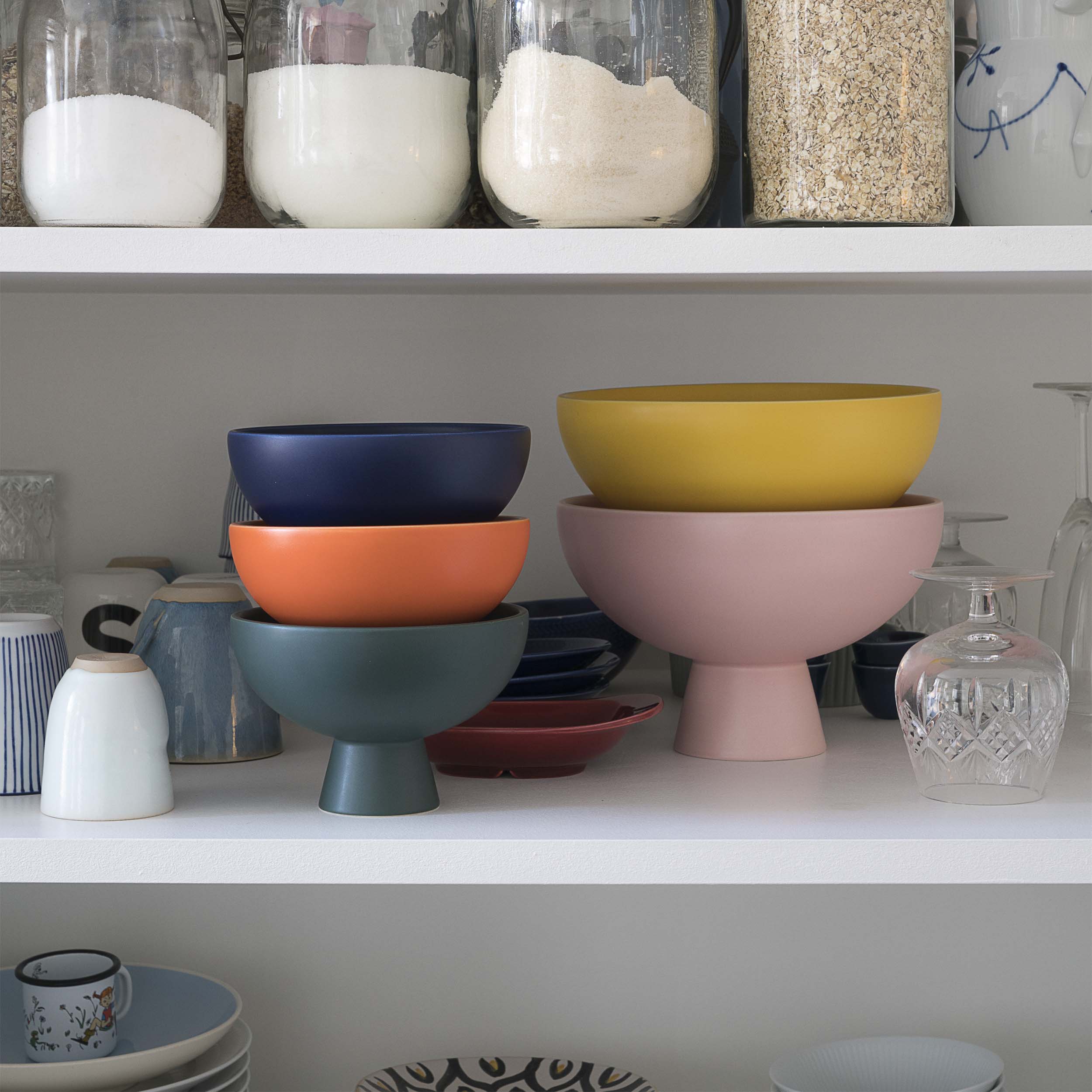 Medium Blue Modern Pedestal Bowl - Image 3