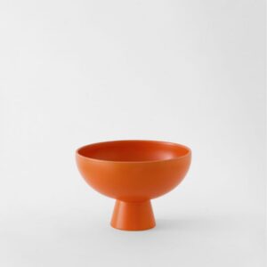 Medium Vibrant Orange Modern Pedestal Bowl