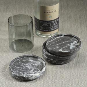 Black Marble Coasters - Set of 4