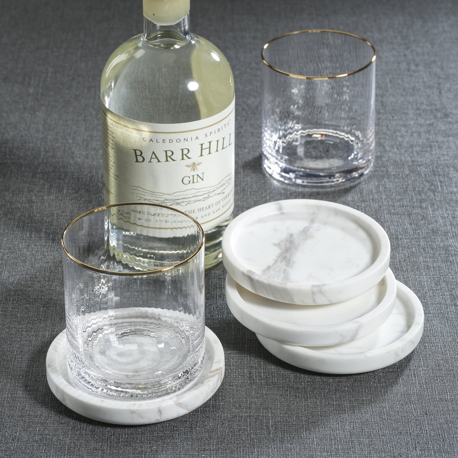 White Marble Stone Coasters - Set of 4
