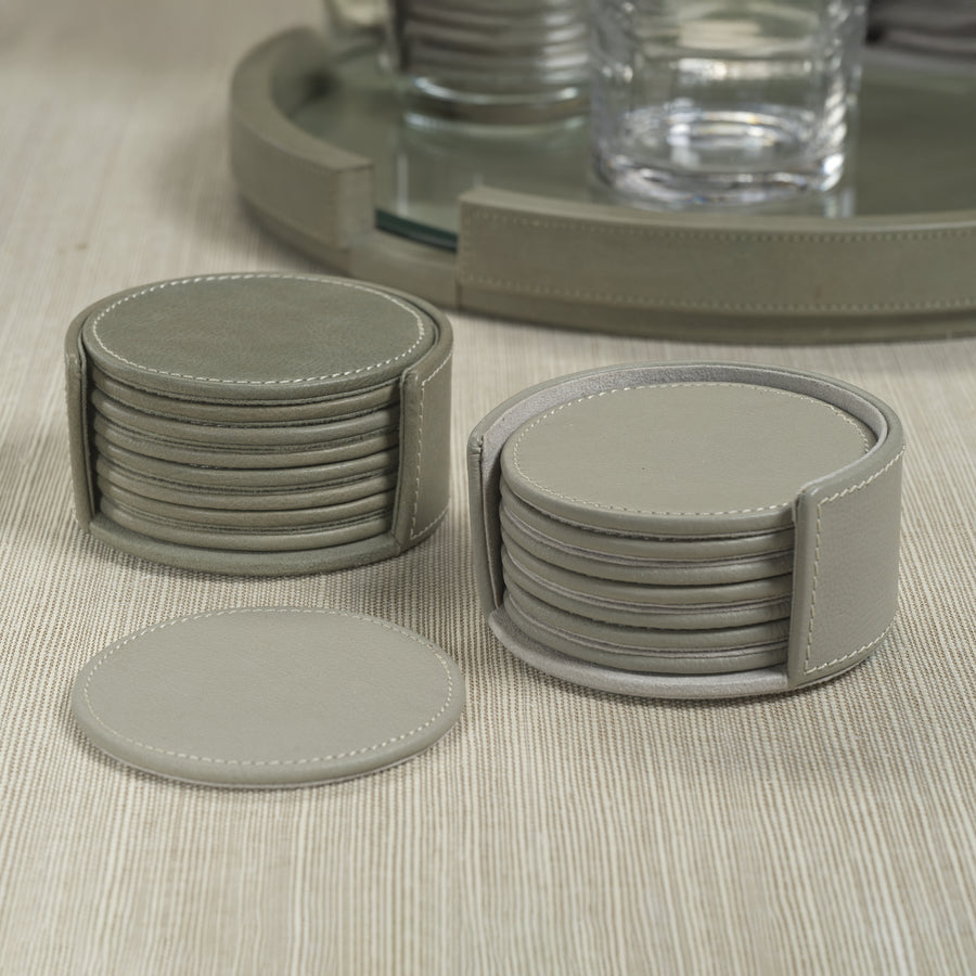 Gray Leather Drink Coasters - Set of 8 - Image 3