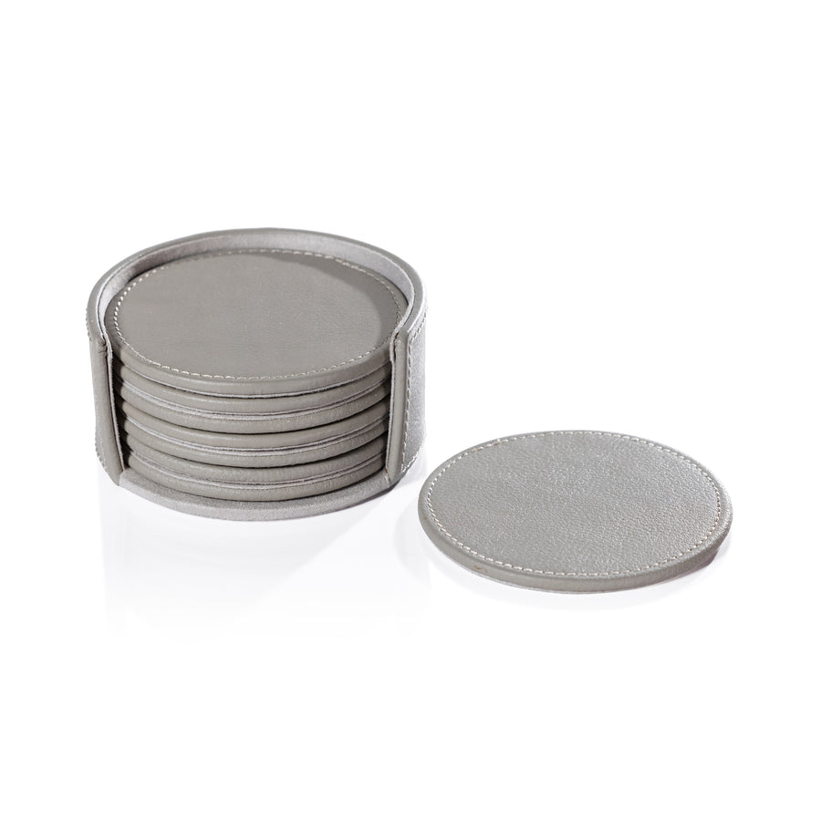 Gray Leather Drink Coasters - Set of 8 - Image 2