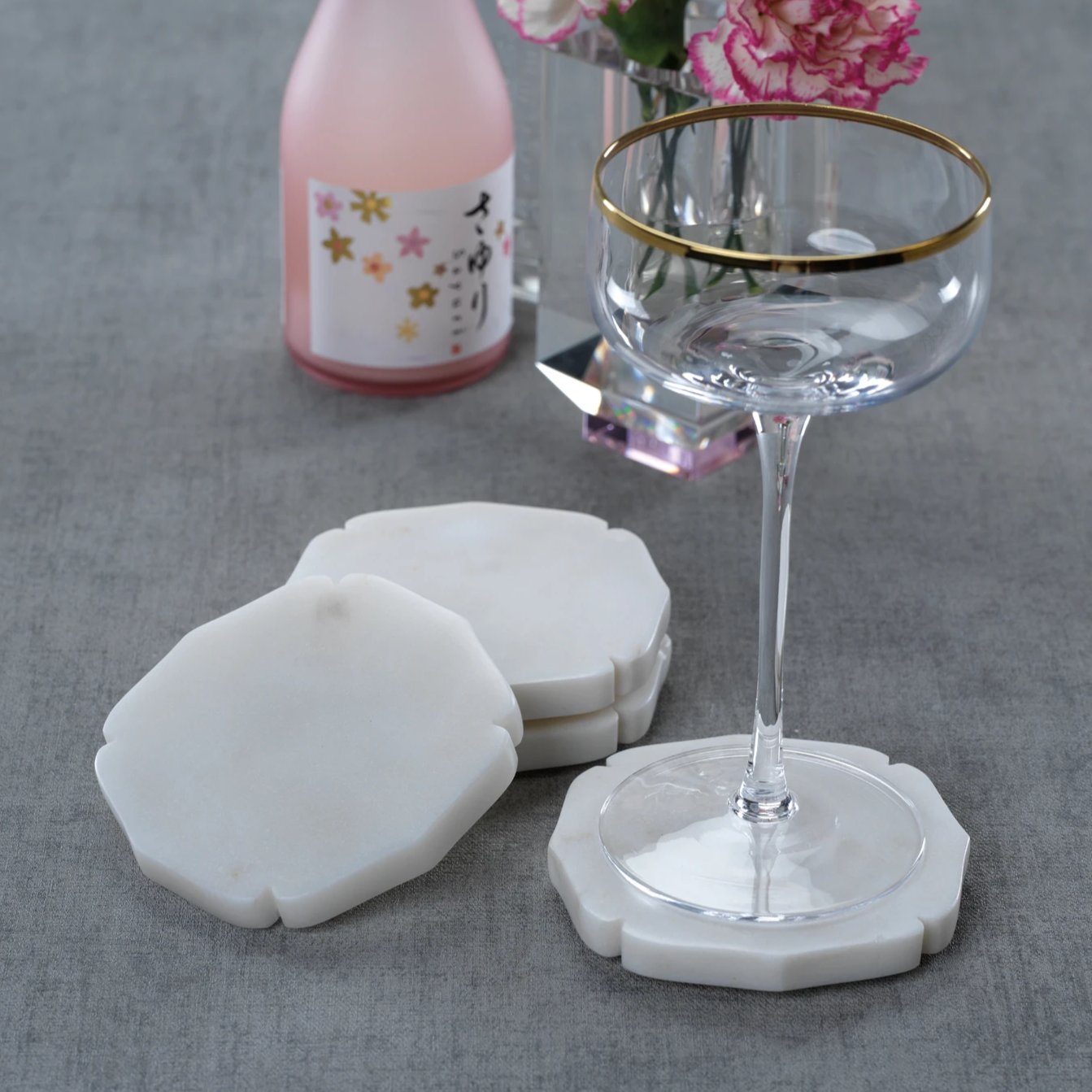 White Marble Coasters - Set of 4