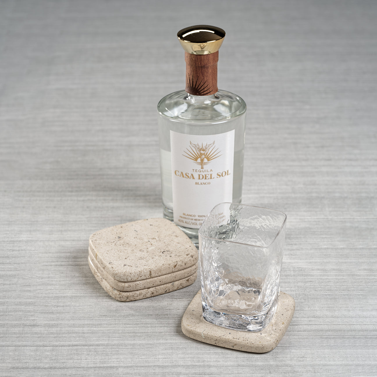 Travertine Stone Drink Coasters - Set of 4